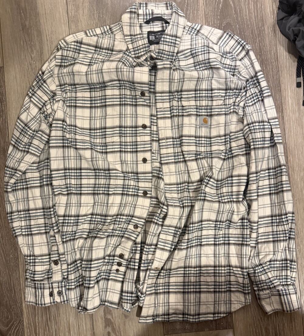 Carhartt Long Sleeve Plaid Shirt Mens Large Tall Relaxed Fit Button Down